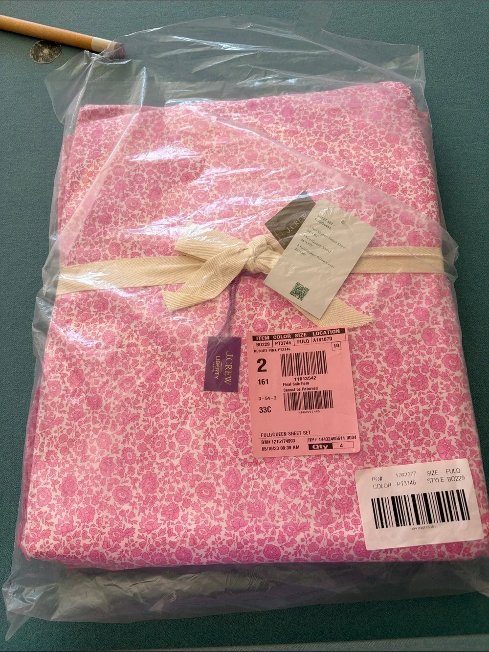 J. Crew Pink Floral Cotton Sheet Set